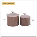 Mdf Nested Table Set 2 Pieces, Handcrafted Round Coffee Table In Living Lounge Area, Walnut Color Walnut Round Round Mdf
