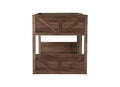 Twin Over Twin Floor Bunk Bed With Panelled Headboard And Footboard, Solid Rubber Wood Foundation With Safety Guardrails, Built In Ladder,Antique Oak Twin Antique Dark Oak Rubber Wood