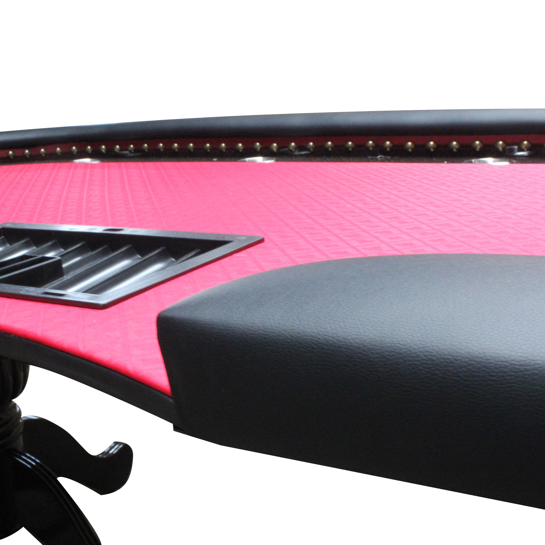 96" Poker Table For 10 Players Casino Game Texas Hold'Em Premium Oval With Round Stud Rivet Decorate Waterproof Cloth Chip Tray Cup Holders Red Red Primary Living Space Modern Plastic,Tech
