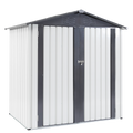 Xwt014 Garden Metal Storage Shed Gray White 6X4X6Ft Outdoor Storing Tools Rainproof Hinge Door Version Grey Metal
