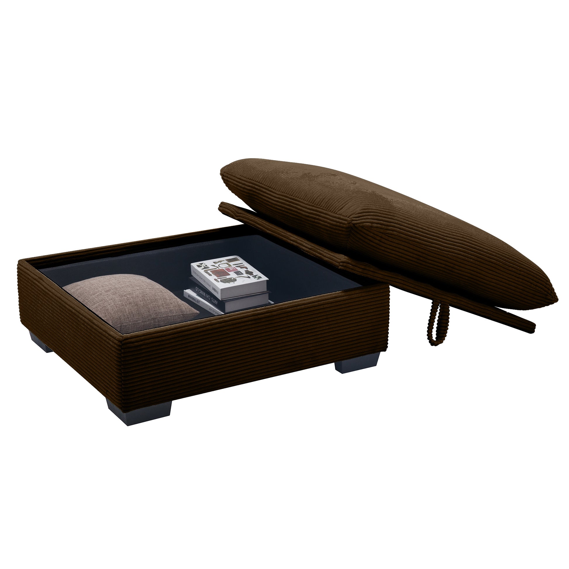 Corduroy Fabric Ottomans Footrest To Combine With 2 Seater Sofa, 3 Seater Sofa And 4 Seater Sofa, Brown Corduroy Brown Corduroy