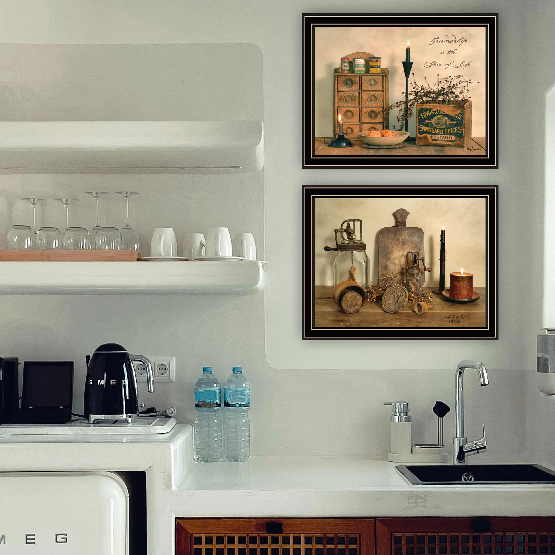 2 Piece Vignette Friend Is The Spice Of Life Black Framed Wall Art For Living Room, Bedroom Wall Art Print For Home Decor By Billy Jacobs Multicolor Wood Paper