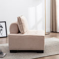 Coolmore Modern Upholstered Chair Leisure Sofa Lazy Sofa Plastic Legs And Pillow Removable Armless Accent Chair For Living Room,Bedroom,Office Beige Linen Beige Foam Linen