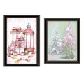2 Piece Vignette Pink Candy Land Christmas Trees Black Framed Wall Art For Living Room, Bedroom Wall Art Print For Home Decor By Mary June Multi Wood Paper