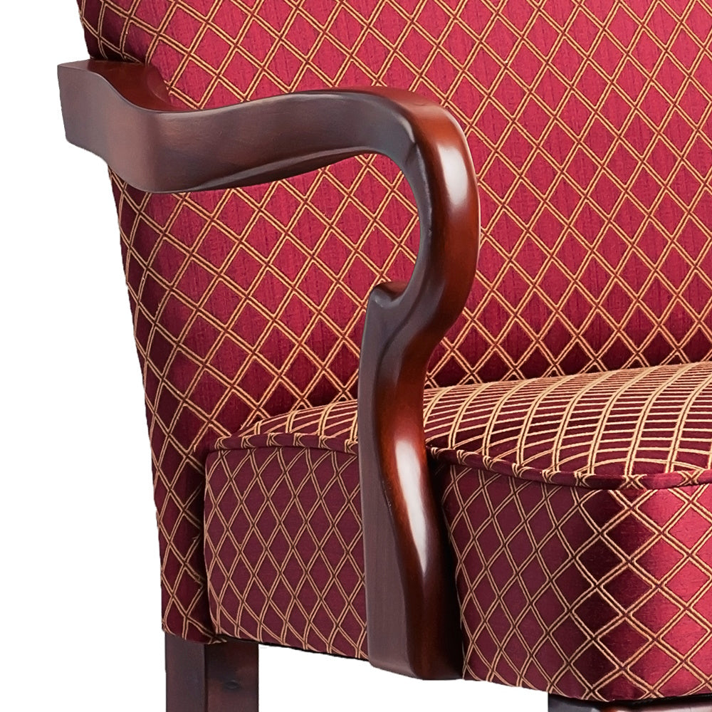 Delaney Red Gooseneck Arm Chair Red Foam Wood Fabric