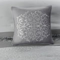 Embroidered 8 Piece Comforter Set Grey Queen Queen Grey Polyester