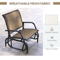 Outsunny Porch Glider, Metal Frame Swing Glider Chair Withmesh Fabric, Curved Armrests And Steel Frame For Garden, Poolside, Backyard, Balcony, Light Mixed Brown Brown Fabric Metal