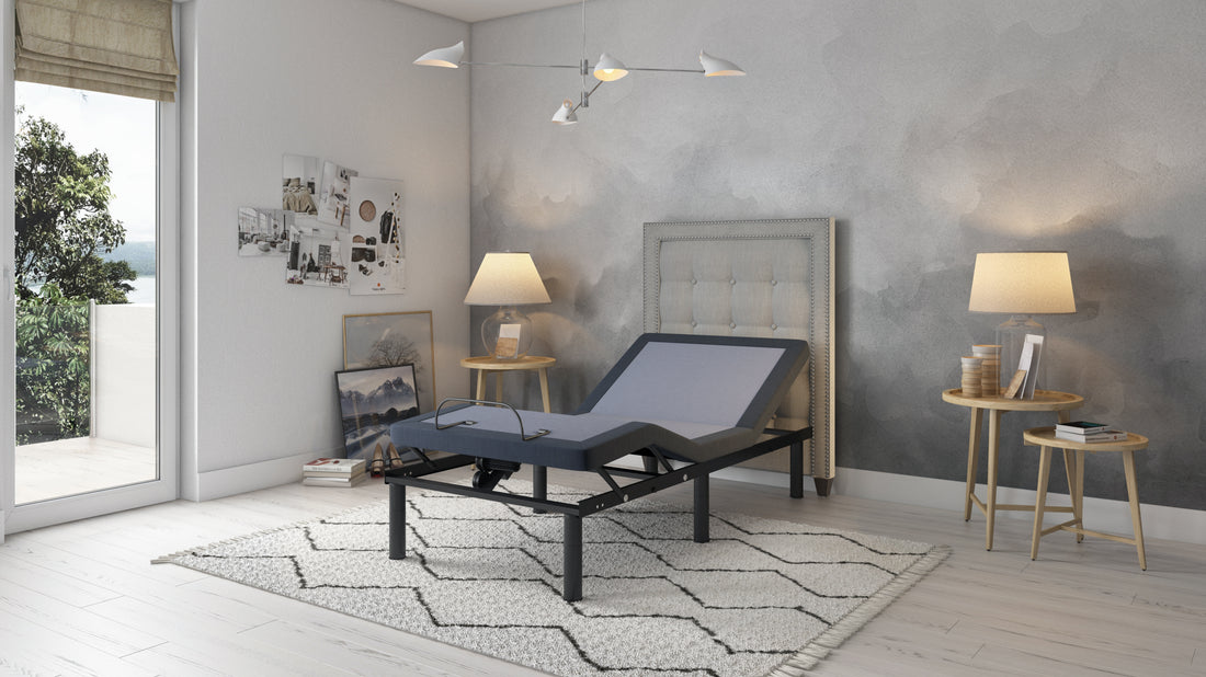 Bt3000 Twin Xl Adjustable Bed Base With Head And Foot Position Adjustment Box Spring Not Required Twin Xl Blue Grey Steel