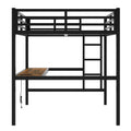 Metal Full Size Loft Bed With Power Outlet And Led Lighted, Space Saving, Noise Reduced, Black Full Black Metal