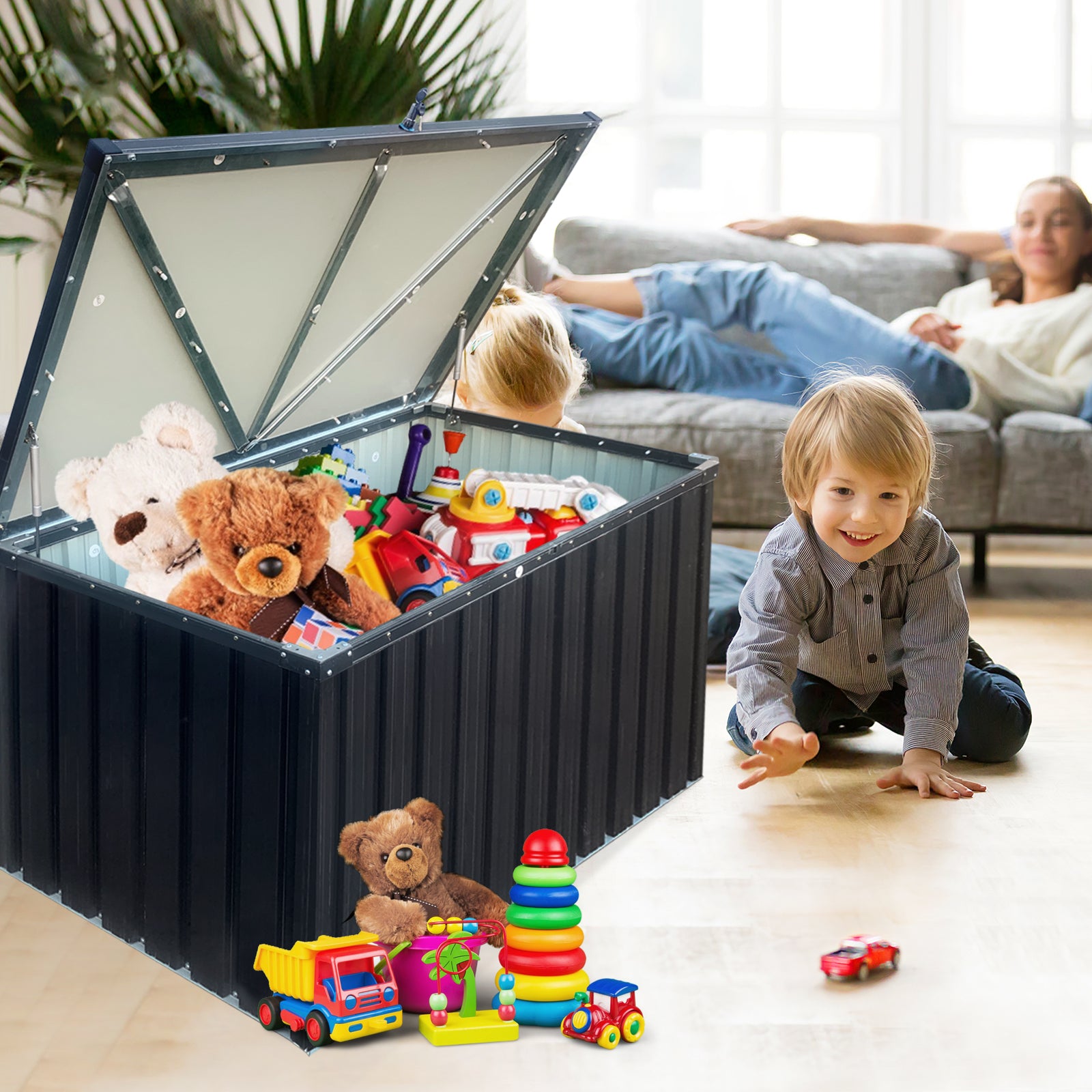 Metal Storage Box Store Small Black Metal