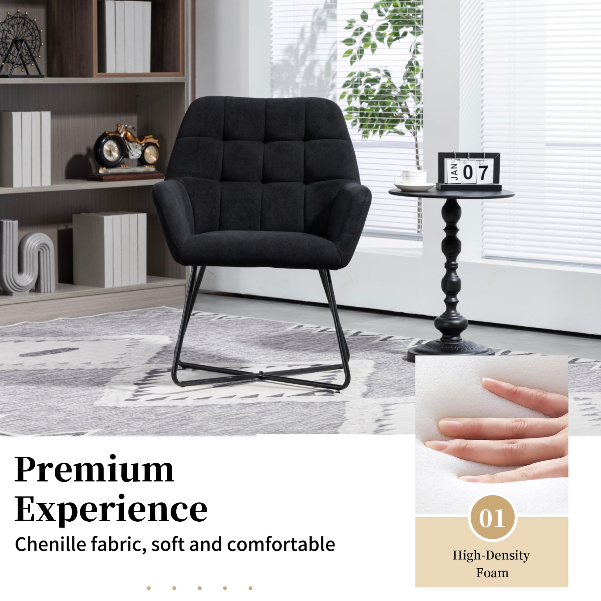 Modern Velvet Desk Chair Swirl Office Chair With Adjustable Foot Nails,Comfy Computer Task Chair Metal Legs Upholstered Accent Arm Chair For Living Room Bedroom Small Spaces Home Office Black Black Foam Velvet