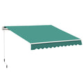 Outsunny 10' X 8' Retractable Awning, Patio Awnings, Sunshade Shelter W Manual Crank Handle, Uv & Water Resistant Fabric And Aluminum Frame For Deck, Balcony, Yard, Green Green Aluminum