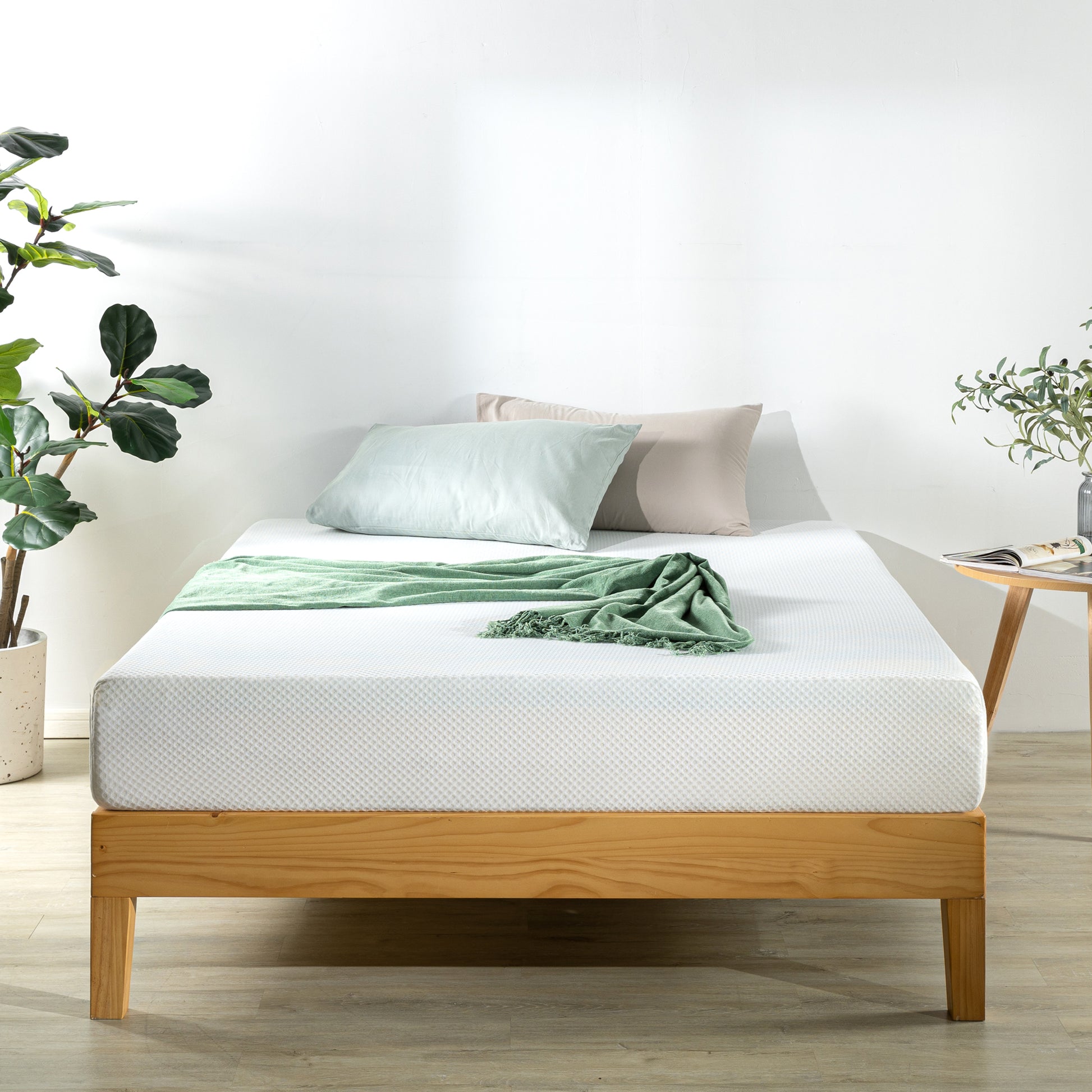 Twin 8" Mf Gel Memory Foam & Green Tea Mattress White Foam Foam Twin