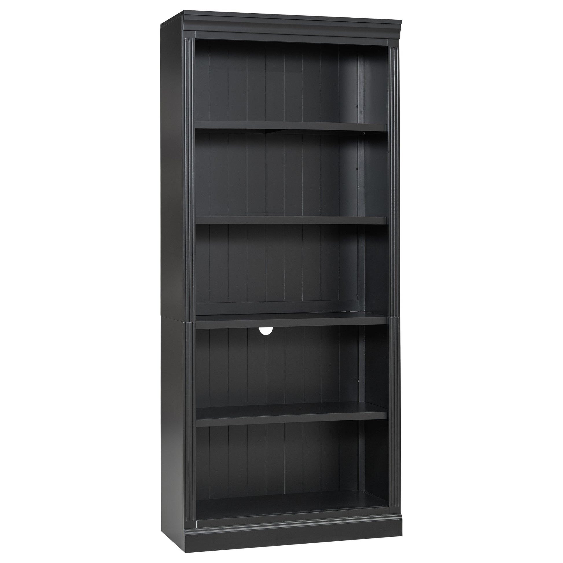 83.4" Tall Wood Bookcase With Light Strip,5 Tier Decor Bookshelves With Adjustable Shelves,Storage Organizer For Cds Books Movies,Free Standing Storage Shelves For Living Room,Home Office,Black