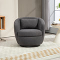 Upholstered Swivel Barrel Armchair With Storage Modern Living Room Side Chair For Bedroom Office Reading Spaces Teddy Fabric Grey Grey Foam Upholstered