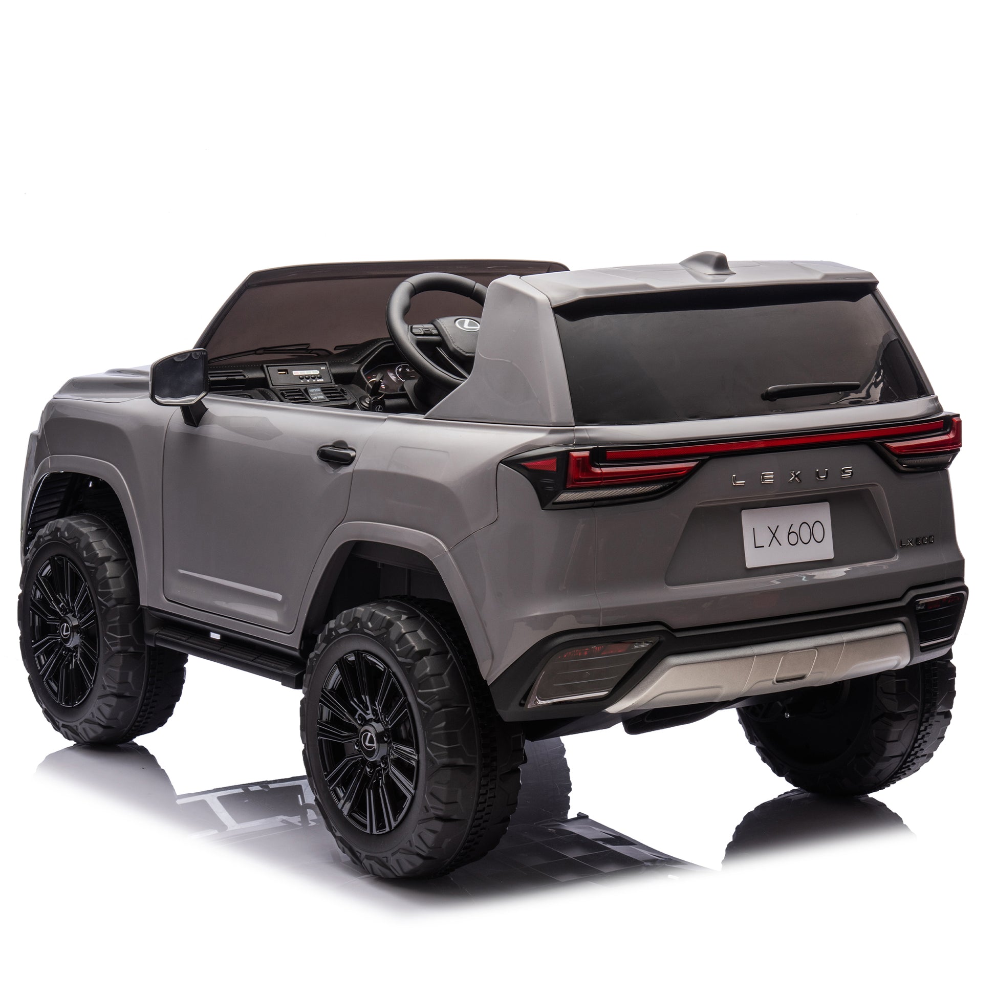 Licensed Lexus Lx600 24V Two Seater Kids Ride On Car W Parents Control,Seat Width 20 Inches,2Wd,Four Wheel Suspension,Bluetooth,Mp3,Music,Adjustable Volume,Power Display,Speeds 1.86 3.11Mph For Kids. Gray Polypropylene