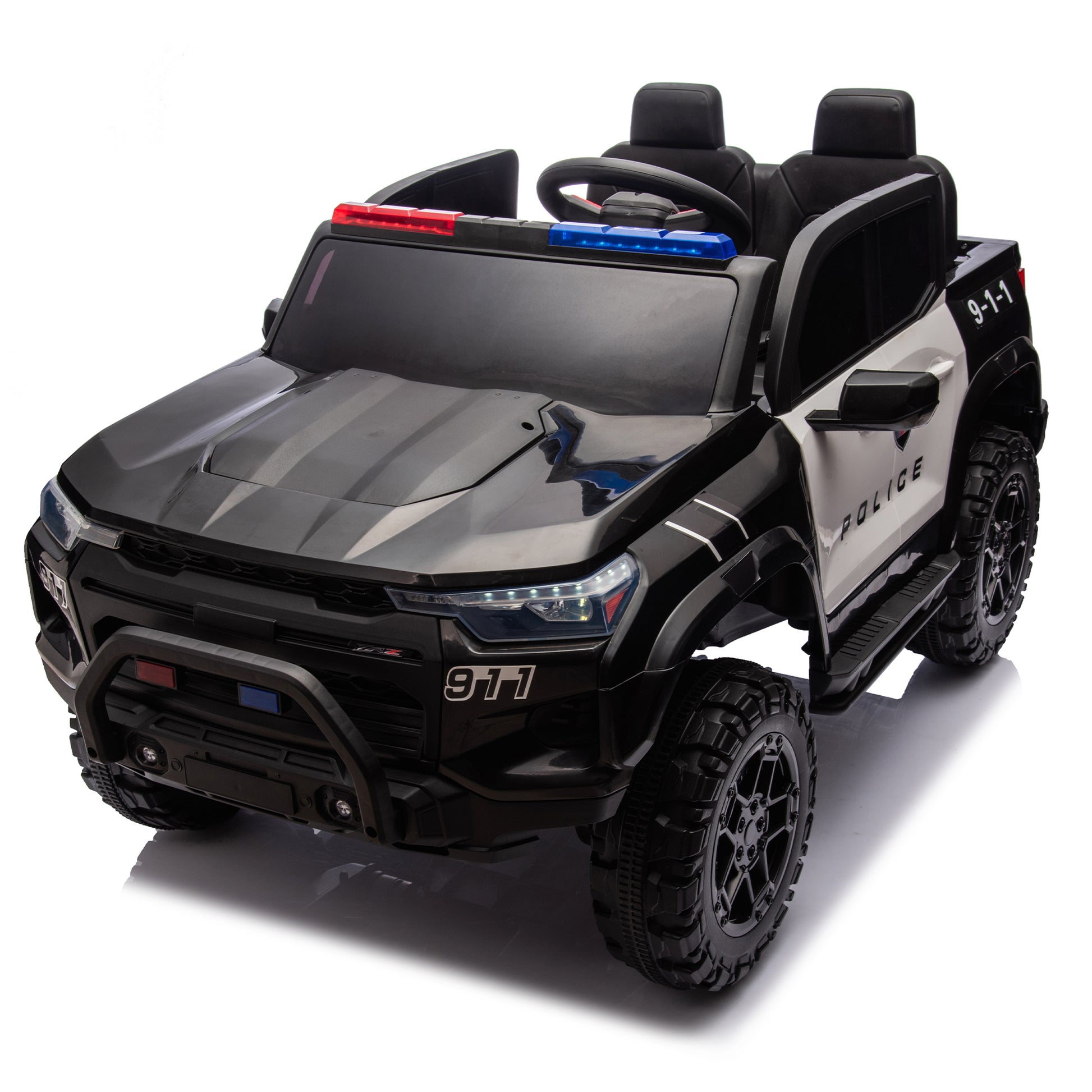 24V Two Seater Kids Ride On Electric Pickup,Kids Ride On Toy W Parents Remote Control,4Wd 800W Motors,Two Safety Belts,High Gate Safety Design,Top Warning Light, Speed 2.49 3.73Mph For Kids Aged 3 . Black 50 99 Lbs Polypropylene