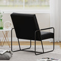 Modern Metal Framed Armchair With Black Technical Leather,Stylish & Comfortable Indoor Lounge Accent Chair For Living Room, Office,Bedroom Black Primary Living Space Modern Technical Leather