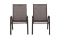 2 Piece Patio Chairs, Outdoor Camping Chairs Withtextilene Fabric, Set Of 2 Garden Chairs With Armrest High Backrest For Garden Patio Pool Beach Yard Space Saving Brown Brown Steel