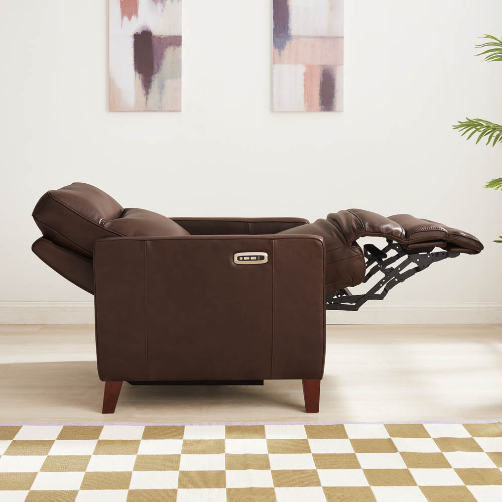 Ashby Power Headrest Zero Gravity Recliner Chestnut Memory Foam Genuine Leather