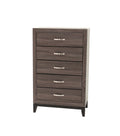 Bedroom Furniture Rustic Grey Oak Simple 1Pc Tall Chest 5 Drawers Storage Solidwood Chest Gray Bedroom Modern,Transitional Pine Particle Board Mdf,Solid Wood