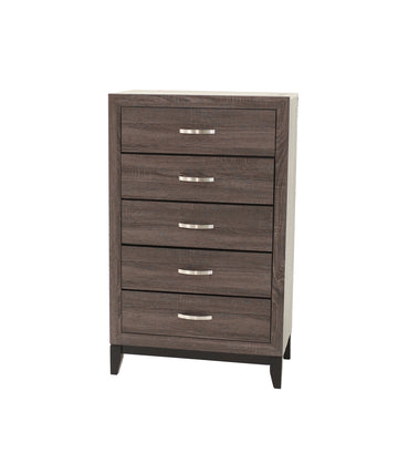 Bedroom Furniture Rustic Grey Oak Simple 1Pc Tall Chest 5 Drawers Storage Solidwood Chest Gray Bedroom Modern,Transitional Pine Particle Board Mdf,Solid Wood