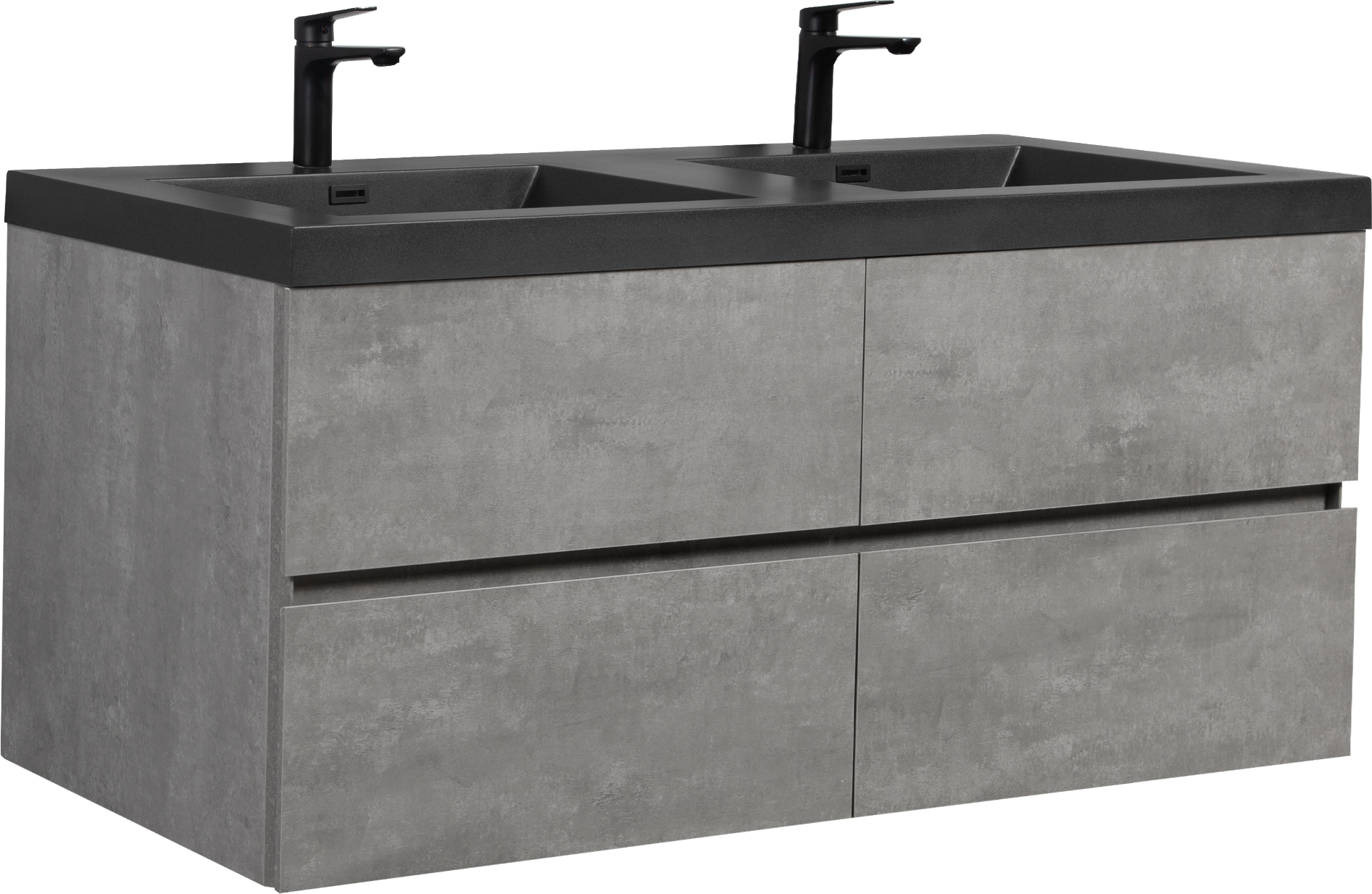 60" Floating Bathroom Vanity With Sink, Modern Wall Mounted Bathroom Storage Vanity Cabinet With Double Black Quartz Sand Top Basins And Four Soft Close Drawers, 24V12 60Gr Grey Grey Plywood