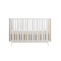 Prague Convertible Crib In Cotton Grey And White Natural Wood Wash Wood