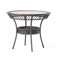 Figi Pe 34In Glass Table Kd Brown Multi Iron