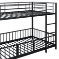 Twin Over Twin Size Metal Bunk Bed With Slide And Guardrails, Black Twin Black Metal