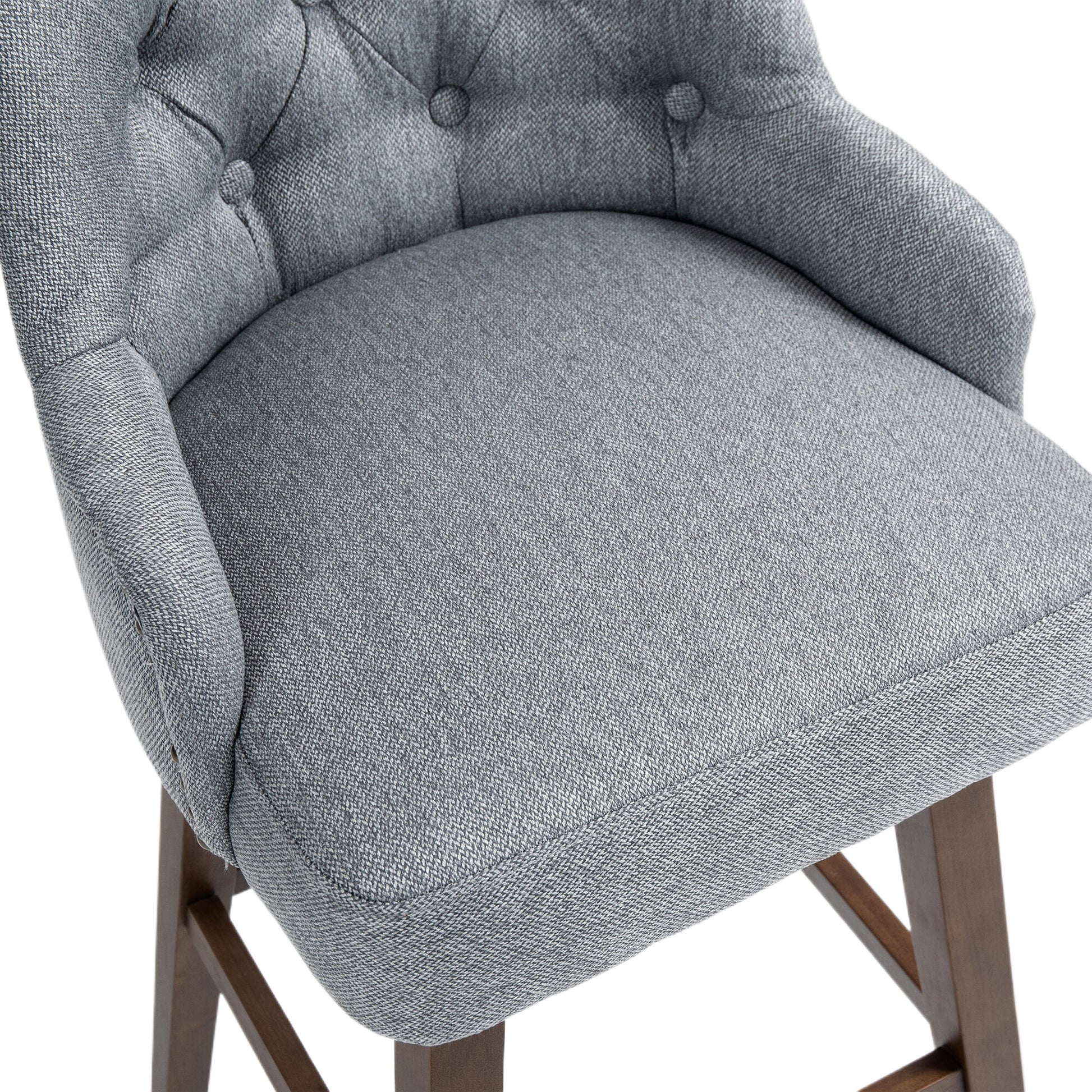 Coolmore Bar Stools Set Of 2 Counter Height Chairs With Footrest For Kitchen, Dining Room And 360 Degree Solid Wood Legs Swivel Bar Stools Set Of 2 Gray Linen Gray Foam Linen