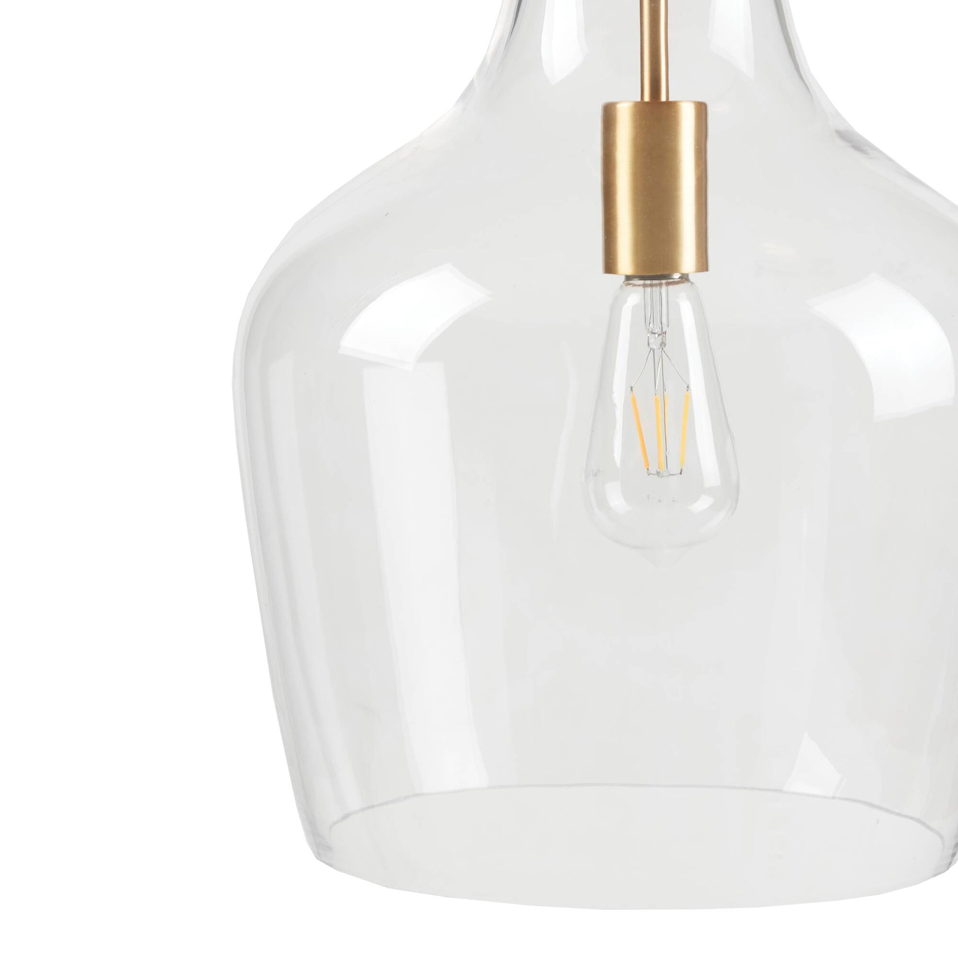 Bell Shaped Glass Pendant Gold Clear Dia.13" Gold Clear Glass Metal