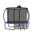 10Ft Pumpkin Trampoline, Outdoor Trampoline With Basketball Hoop, Enclosure Net And Ladder Blue Steel