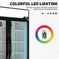 Glass Door Merchandiser Refrigerator 39 Cu.Ft Swing Door Commercial Display Refrigerators Merchandising Refrigeration With Led Top Panel Black Silver Steel