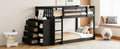 Twin Over Twin Bunk Bed With 4 Drawers And 3 Shelves Espresso Twin Espresso Solid Wood