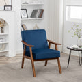 Accent Chair With Velvet Upholstery And Solid Wood Frame, Classic Mid Century Modern Living Room Furniture For Extra Seating, Dark Blue Dark Blue Velvet