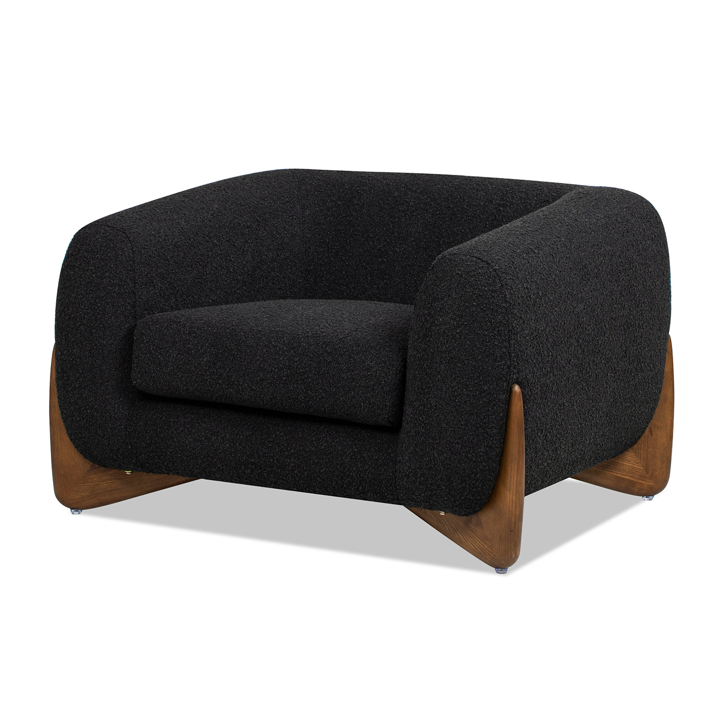 Alpine 44" Sherpa Arm Chair, Ebony Black Boucle Black Foam Boucle