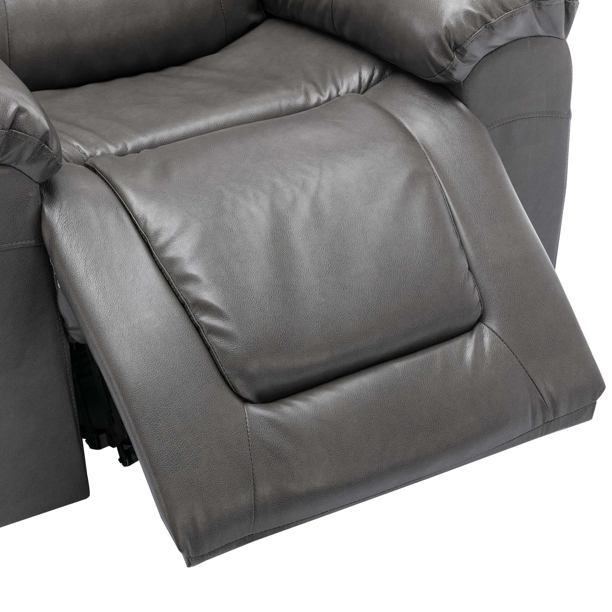 3 Seater Home Theater Recliner Manual Recliner Chair With Two Built In Cup Holders For Living Room,Bedroom, Grey Grey Foam Pu