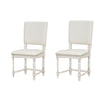 Vintage Traditional 2 Piece Upholstered Dining Chairs With Padded Backs, Cream Cream Dining Room Traditional Rubberwood Foam Rubber Wood