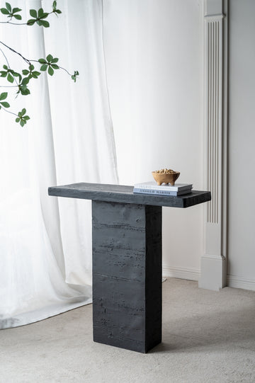 35.5X14X35.5" Black Rectangular Coffee Table With Pedestal Base Black Primary Living Space Contemporary,Industrial,Minimalist,Modern,Ultra Modern Magnesium Oxide