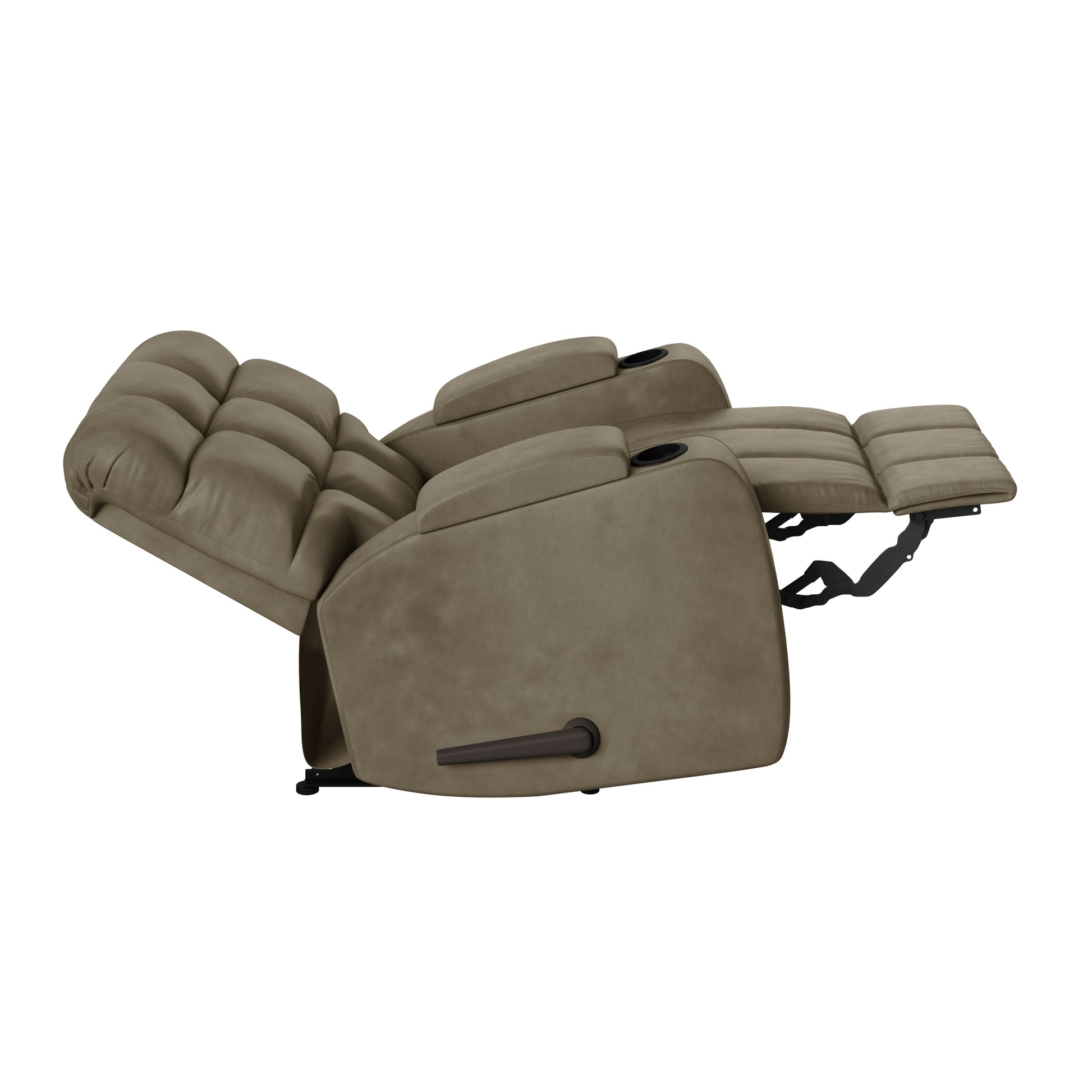 The Granada Recliner In Sage Gray Gray,Sage Manual Handle Wood Handle Microsuede,Polyester