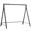 Outsunny Metal Porch Swing Stand, Heavy Duty Swing Frame, Hanging Chair Stand Only, 528 Lbs Weight Capacity, For Backyard, Patio, Lawn, Playground, Black Black Steel