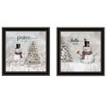 2 Piece Vignette Winter Peace On Earth Black Framed Wall Art For Living Room, Holiday Wall Art Print For Home Decor, Bedroom Wall Art By Robin Lee Viera Multicolor Wood Paper