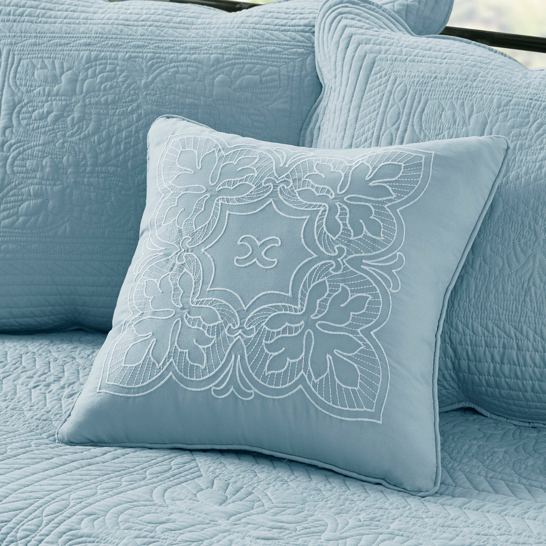 6 Piece Reversible Soped Edge Daybed Cover Set Blue Daybed Blue Polyester