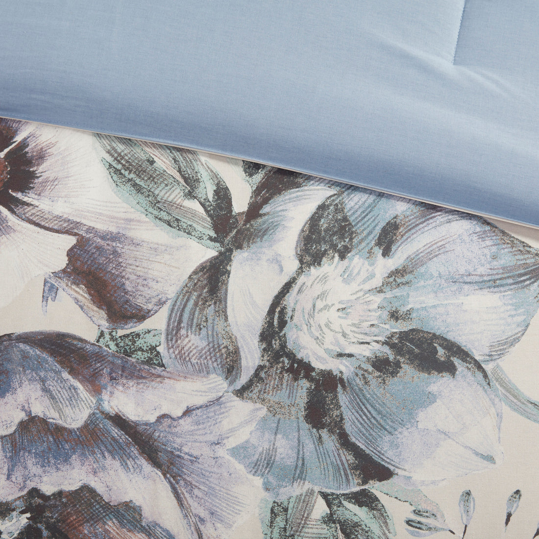 8 Piece Cotton Printed Comforter Set Blue King King Blue Polyester