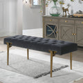 Aria Upholstered Gold Accent Bench, Steel Gray Performance Velvet Gray Foam Velvet