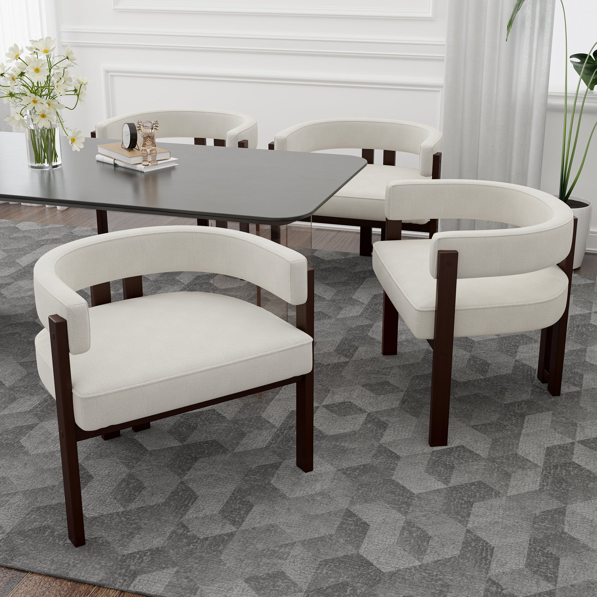 Coolmore Modern Accent Chair Teddy Upholstered Armchair With Open Back 3 Legs Barrel Dining Chair Comfy Side Chair For Living Room Bedroom Dining Room Set Of 2 Beige Beige Primary Living Space Foam