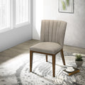 Elmwood Cream Fabric Dining Chair Set Of 2 Solid Beige,Off White Brown Dining Room Foam Wipe Clean Mid Century Modern Dining Chairs Solid Back 1 Foam Fabric,Solid Wood