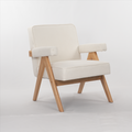 Hengming Wooden Leg Leisure Chair With Handrails, Cushions.Uitable For Living Room, Bedroom, Study And Other Occasions, Set Of 1 Beige Solid Wood