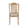 Traditional Farmhouse Style Chairs Set Of 2, Wheat Finish Textured Fabric Upholstered Vertical Slat Back Side Chair. Wheat Dining Room Side Chair Wood